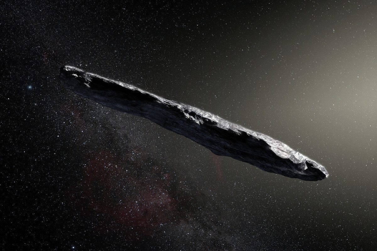 Artist’s impression of the interstellar asteroid `Oumuamua.