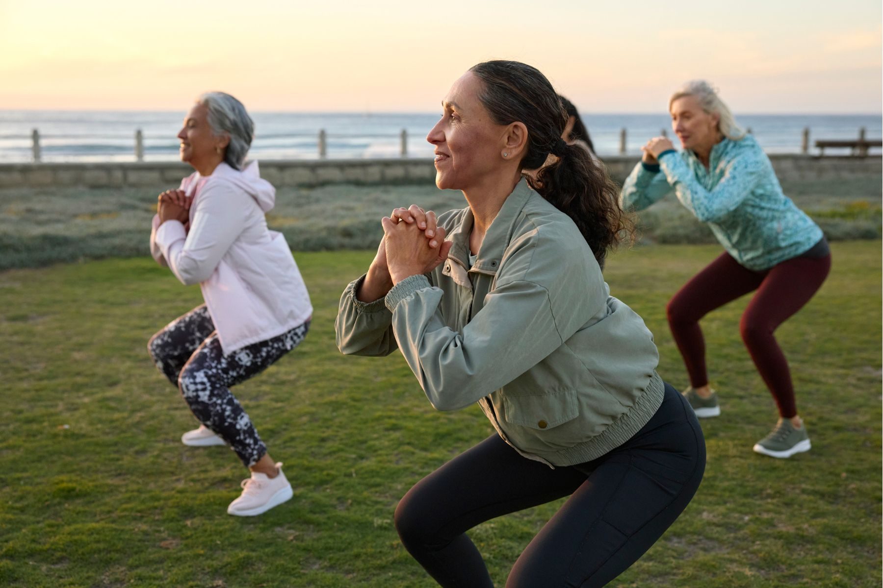 Women exercising outside