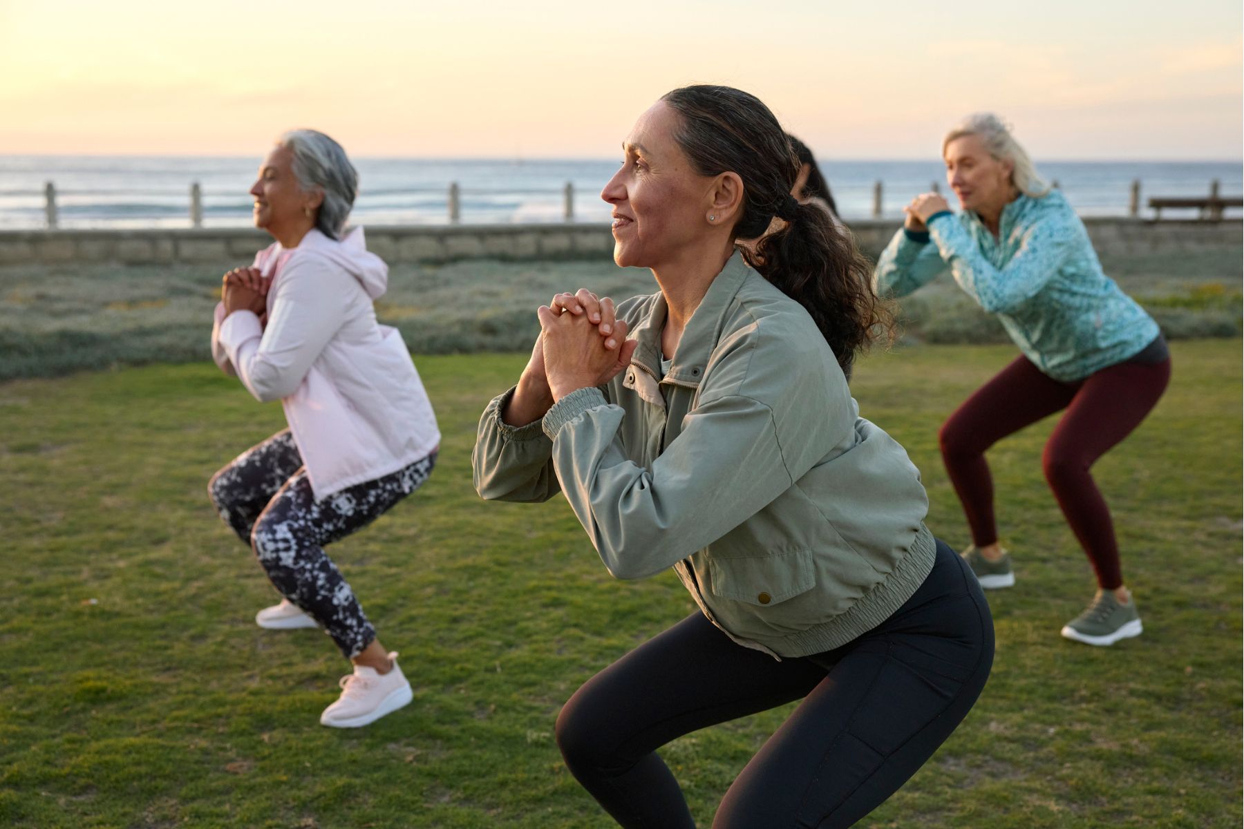 Women exercising outside