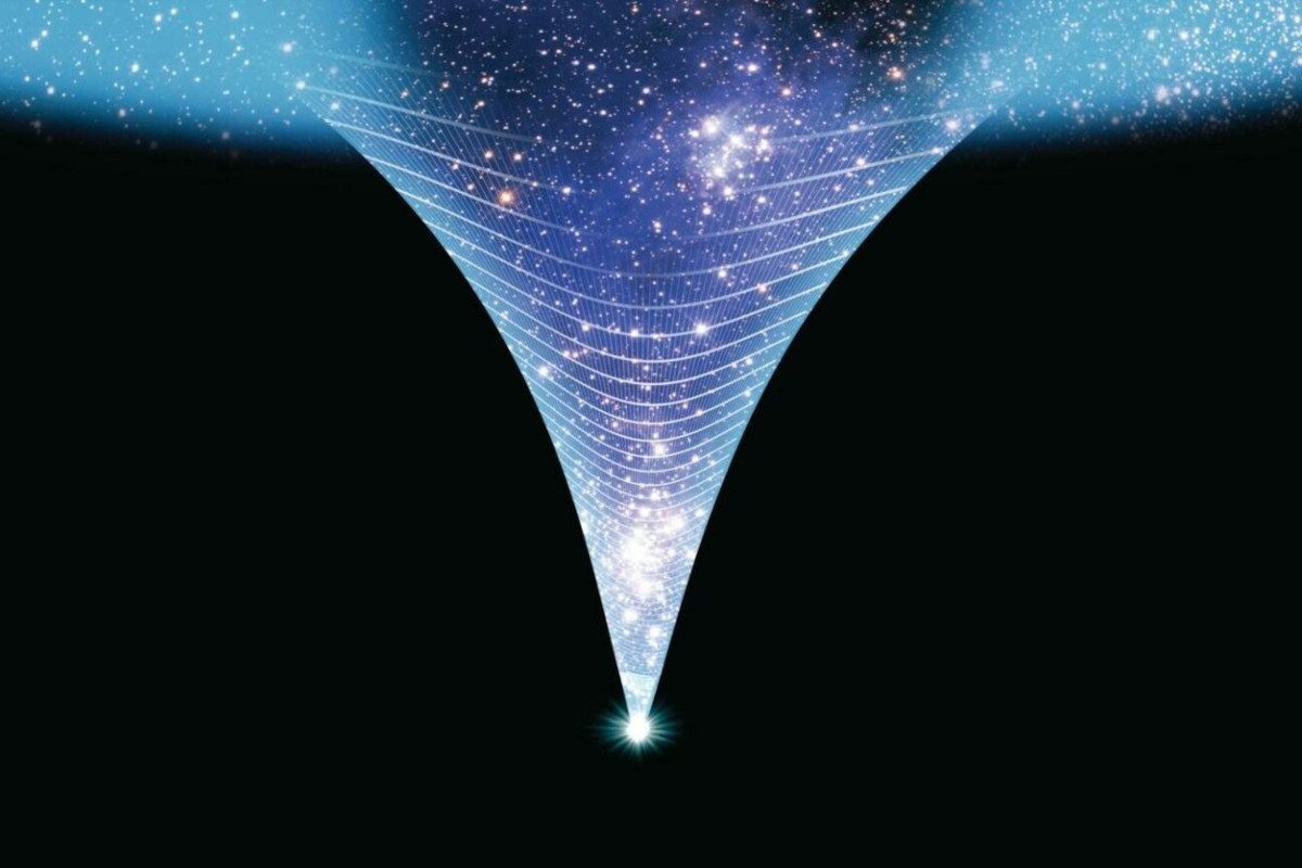 An illustration of a singularity in a black hole, the theoretical point at which the laws of physics break down