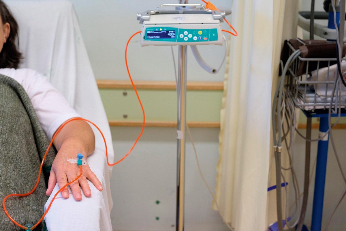 Patient receiving chemotherapy at the hospital
