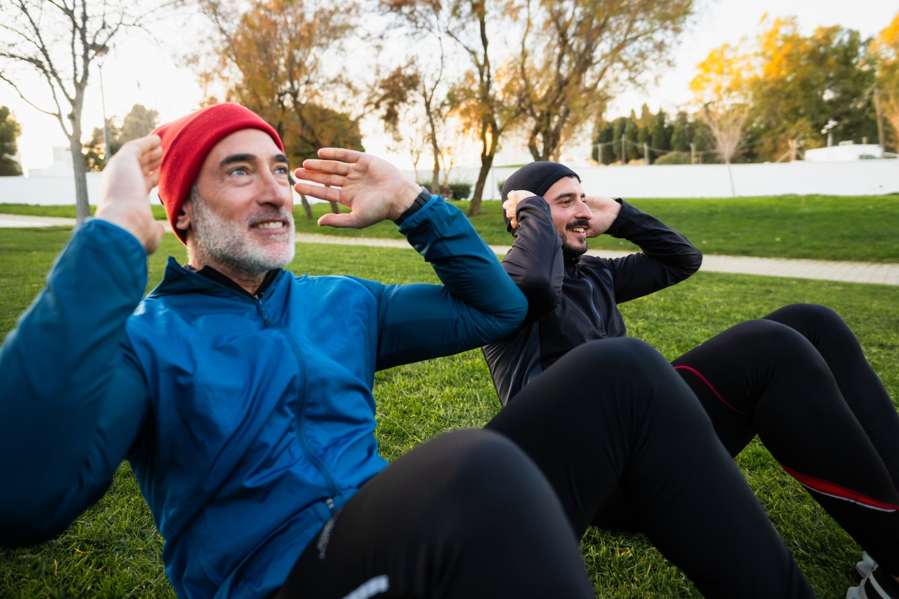 Two men doing situps