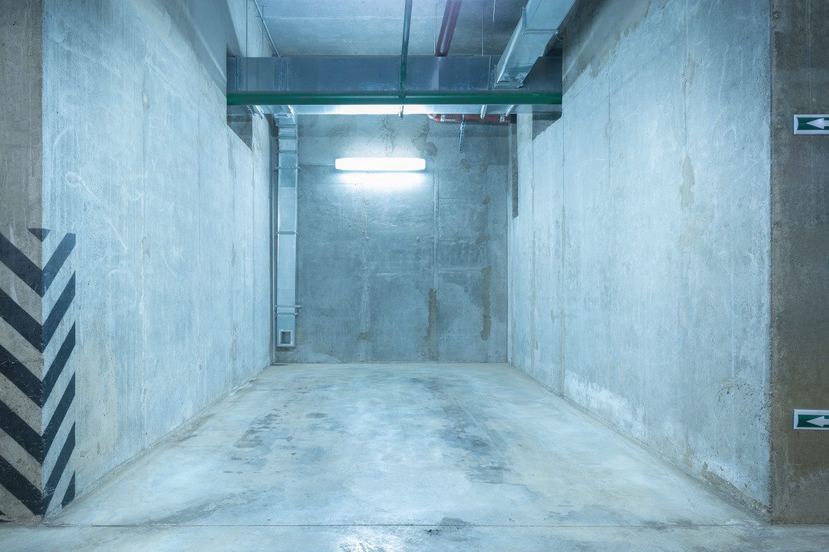 Underground city parking for the private car under the skyscraper.