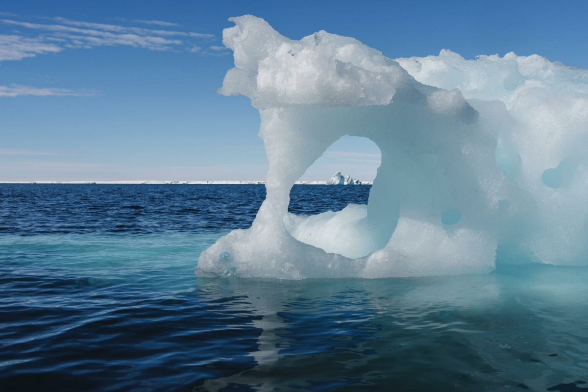 Icebergs seen around the site of the George VI Ice Shelf rupture