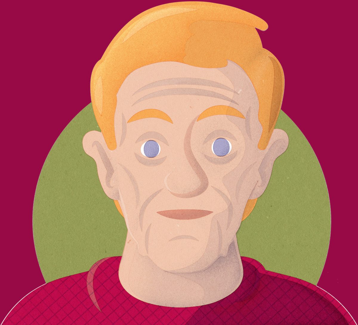 Illustration of a person with sagging skin on their face.