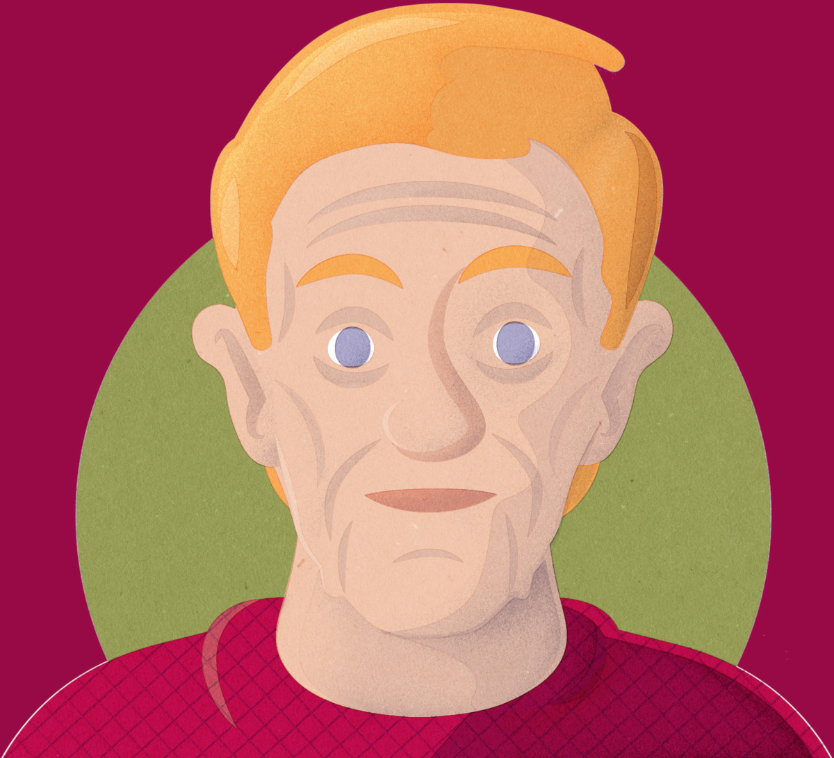Illustration of a person with sagging skin on their face.