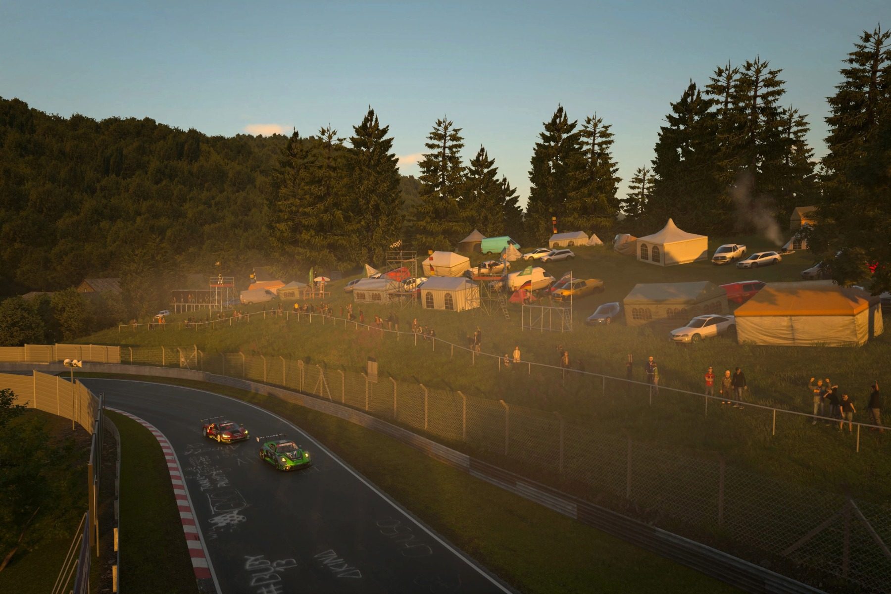 in game footage of a race