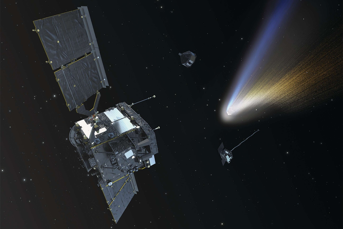 The ESA Comet Interceptor with a comet in the distance