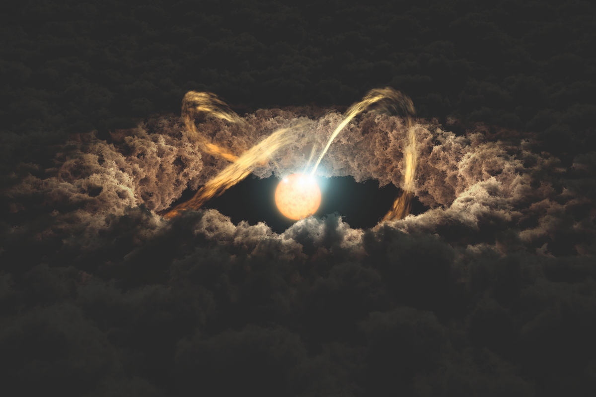 An illustration of the protoplanetary discs of a star