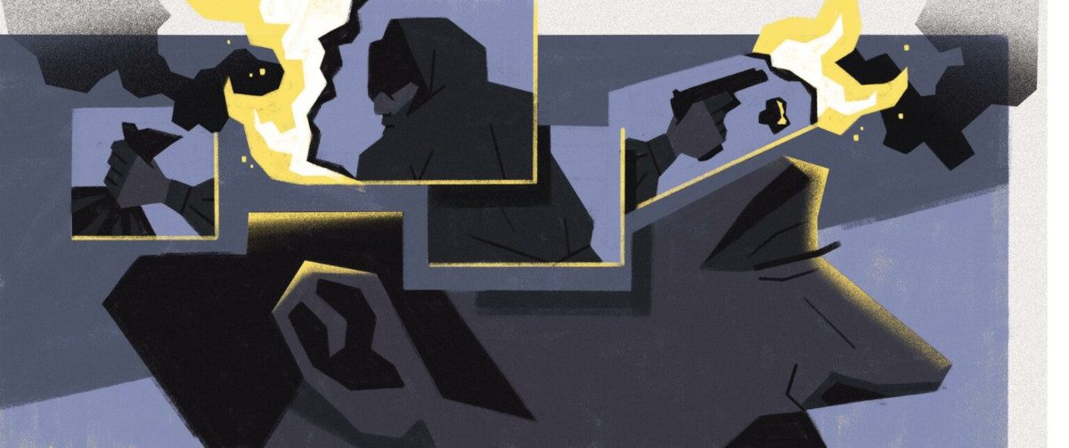 Illustration showing a person trying to remember a crime