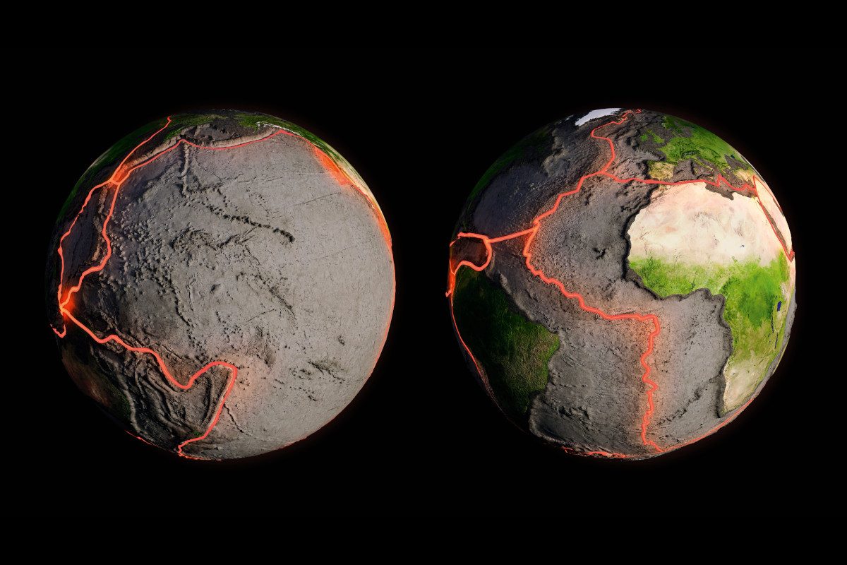 CG illustration of the Earth's tectonic plates and fault lines