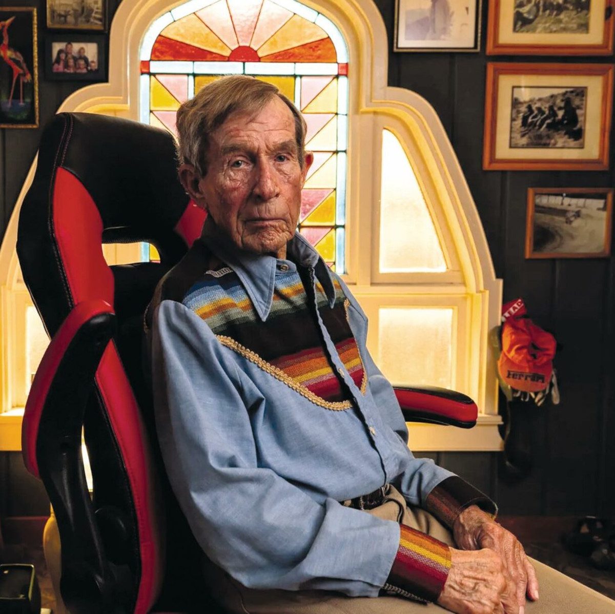 Keith Magnuson sat down on a computer chair