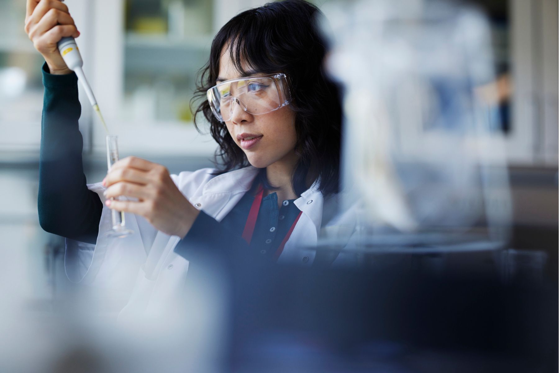 A scientist researching in a lab