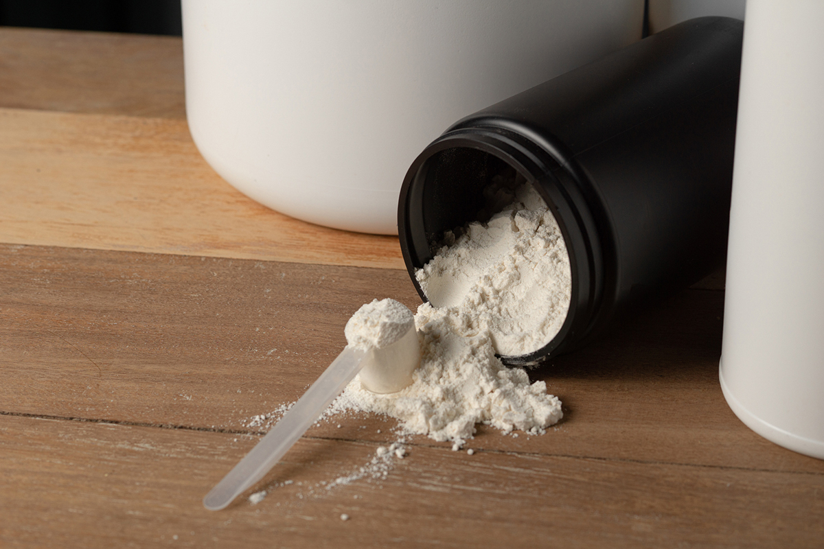 Creatine sports supplement powder.
