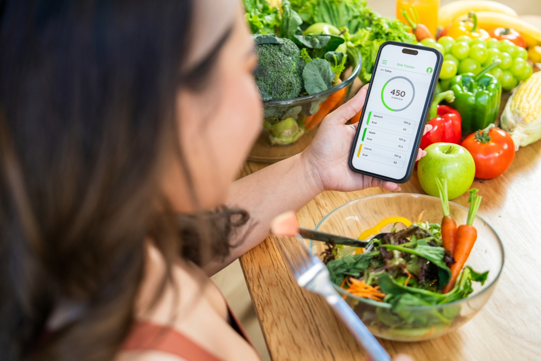Woman checking calories