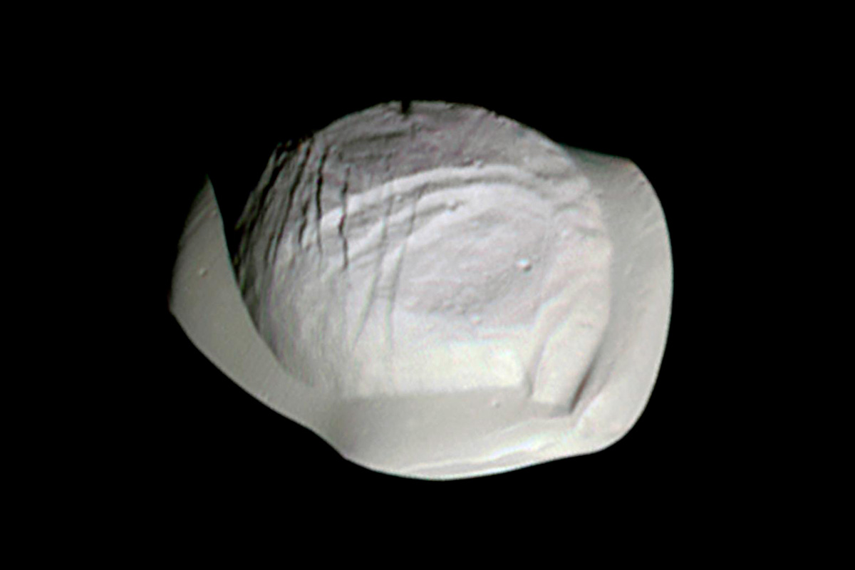 Moon with a prominent ridge around its middle