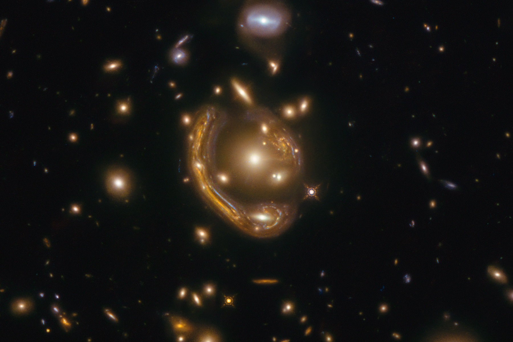 A galaxy being stretched out into a ring