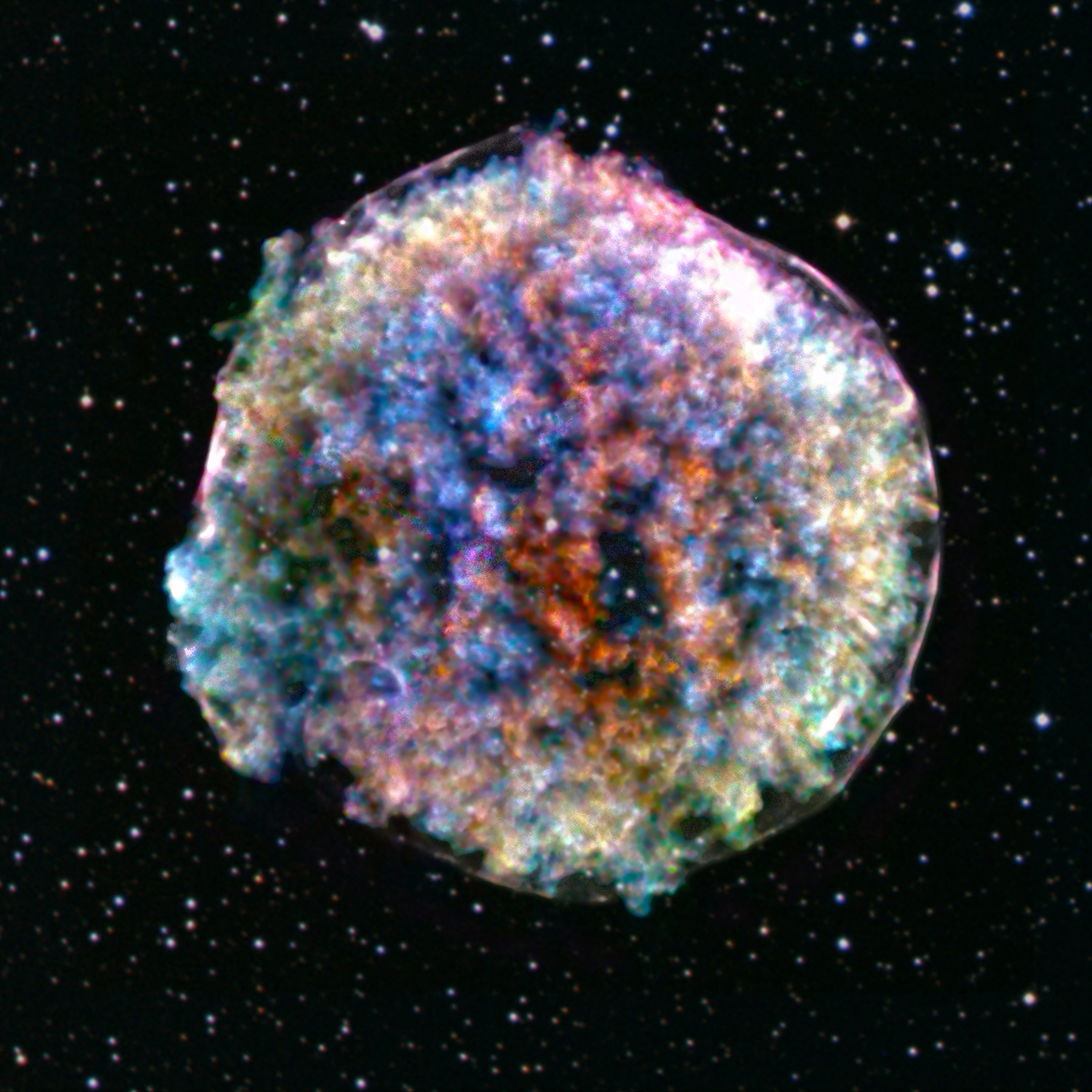 Bubble filled with clumpy colourful gas