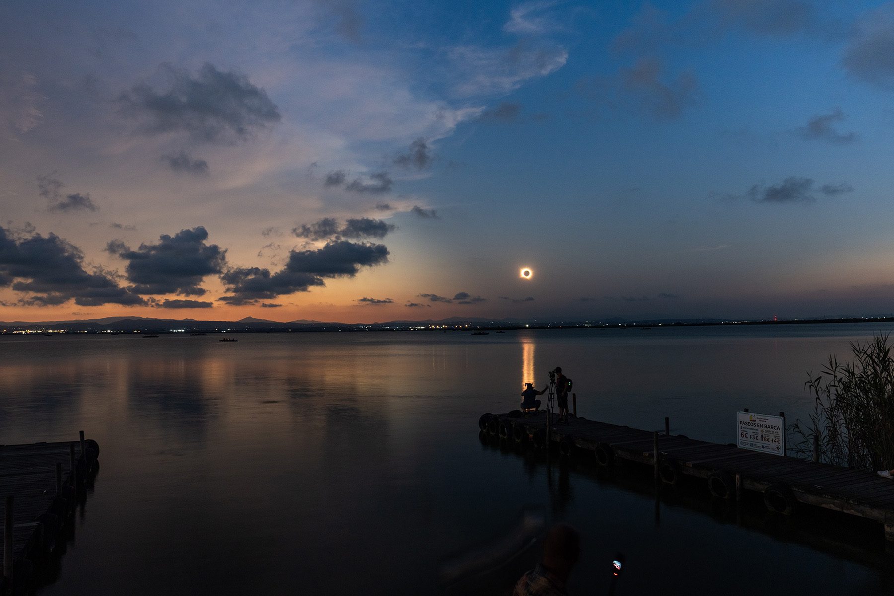 Eclipse over the water being reflected