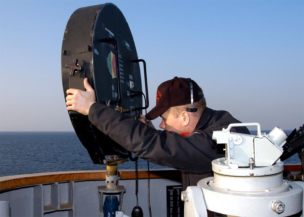 Navy officer by a sound weapon