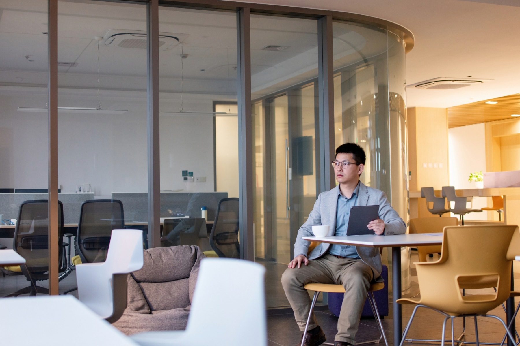 Man sitting alone in an office