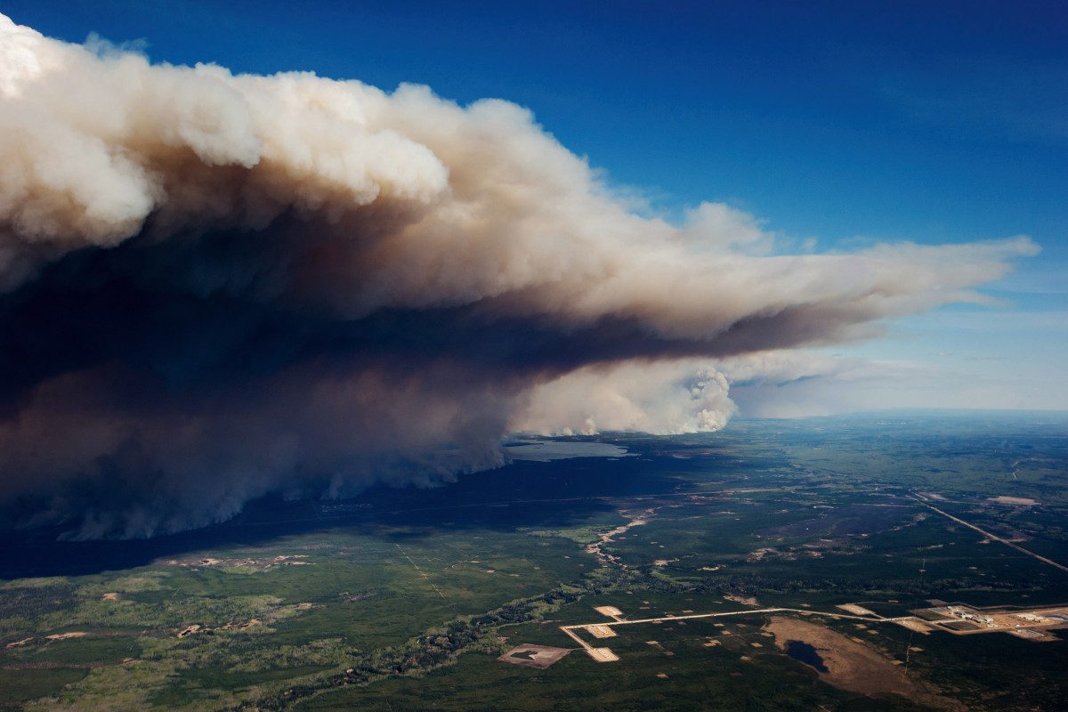 Smoke rising into a PyroCb above Fort McMurray in Alberta, Canada in 2016