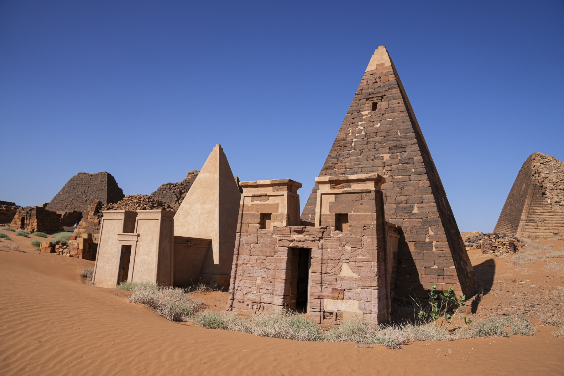 Several tall, narrow pyramids