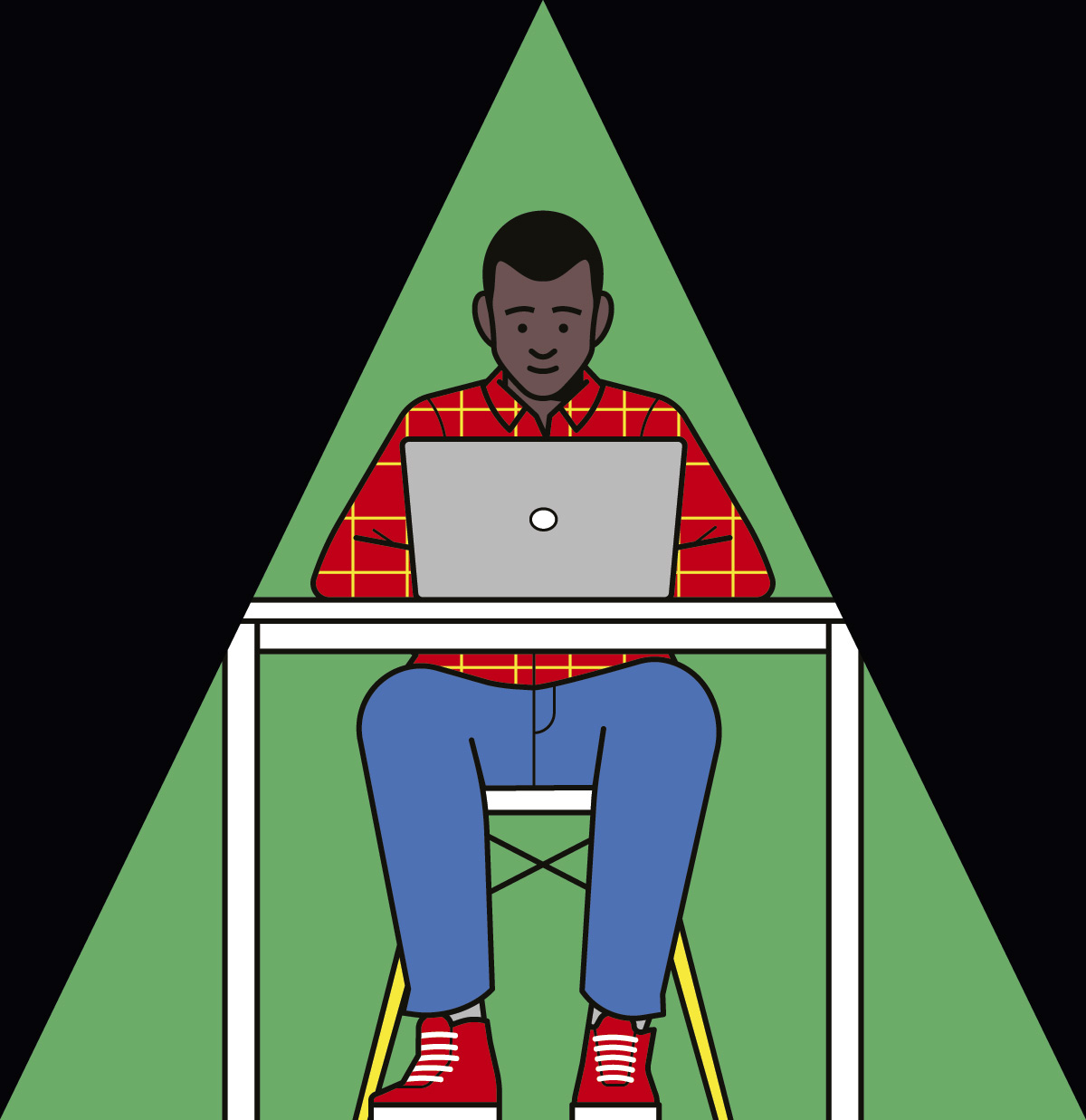 Man working on a laptop.