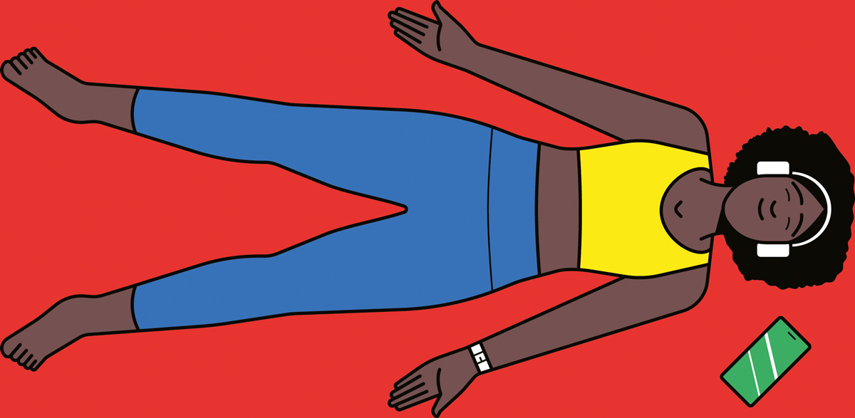 Cartoon of a relaxed woman lying down.