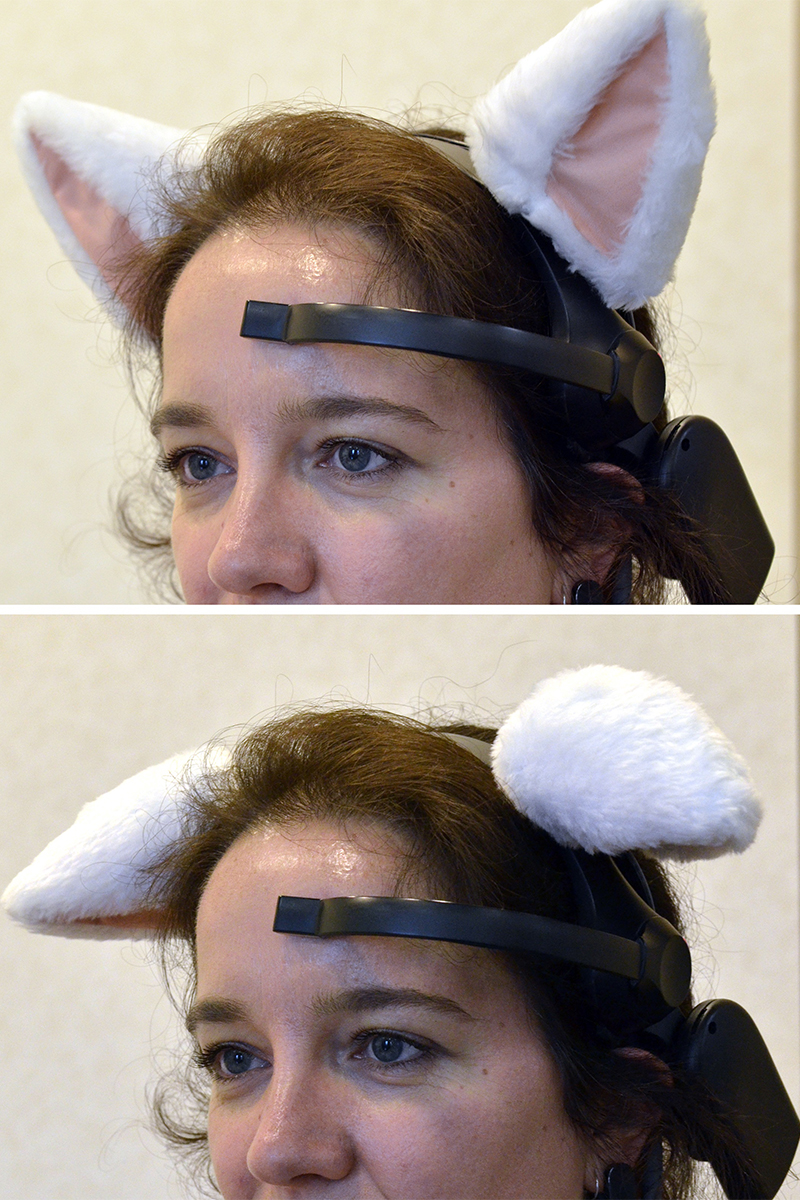 sequence of Woman wearing cat ears moving.