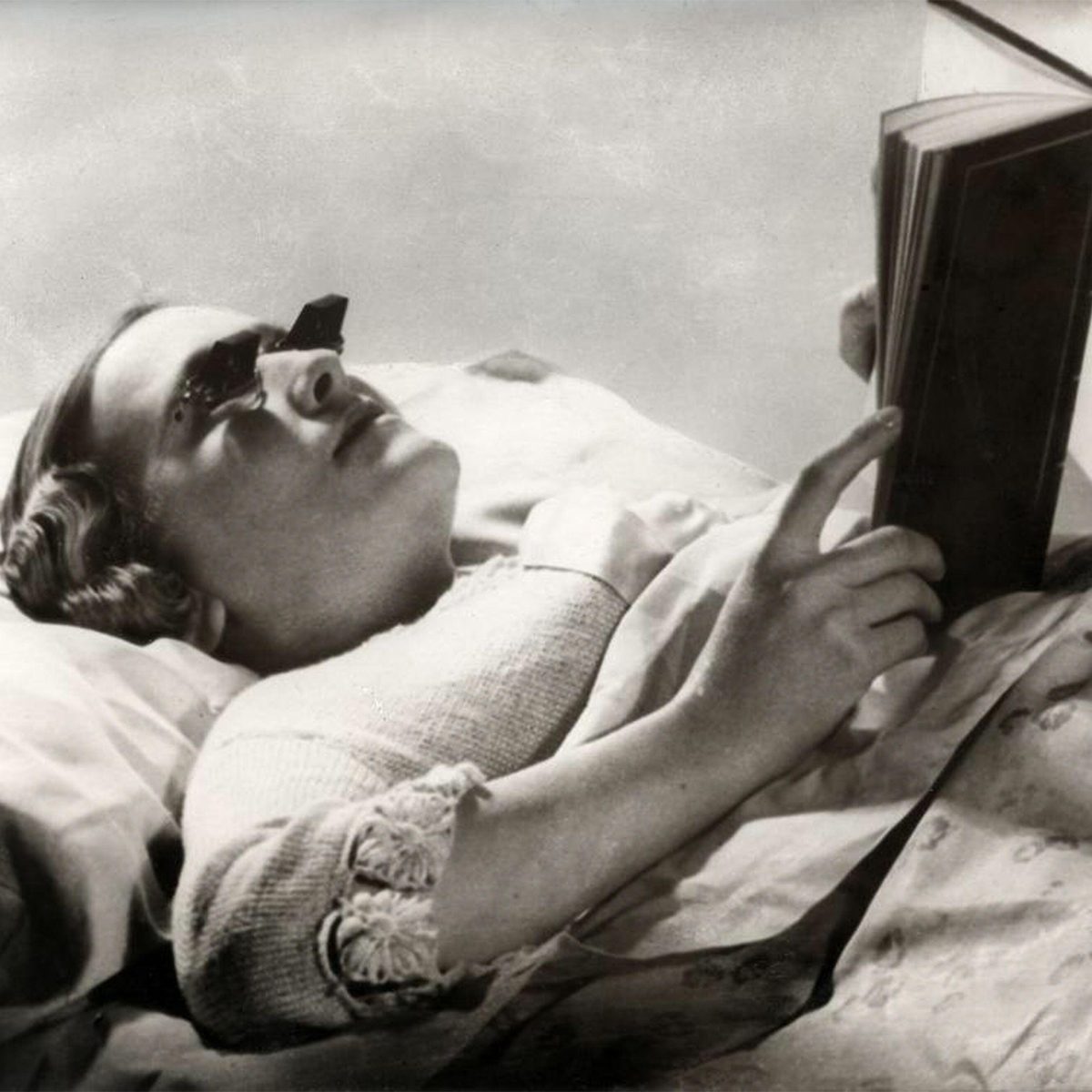 Innovative bed glasses for comfortable reading in bed.
