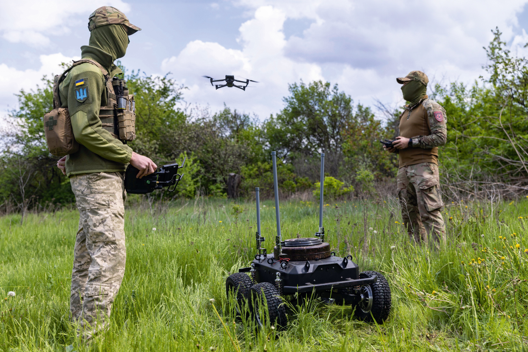Servicemembers of the Unmanned Ground Systems unit of Ukraine’s 14th Separate Mechanized Brigade 'Chervona Kalyna' prepare ground robotic vehicles for use