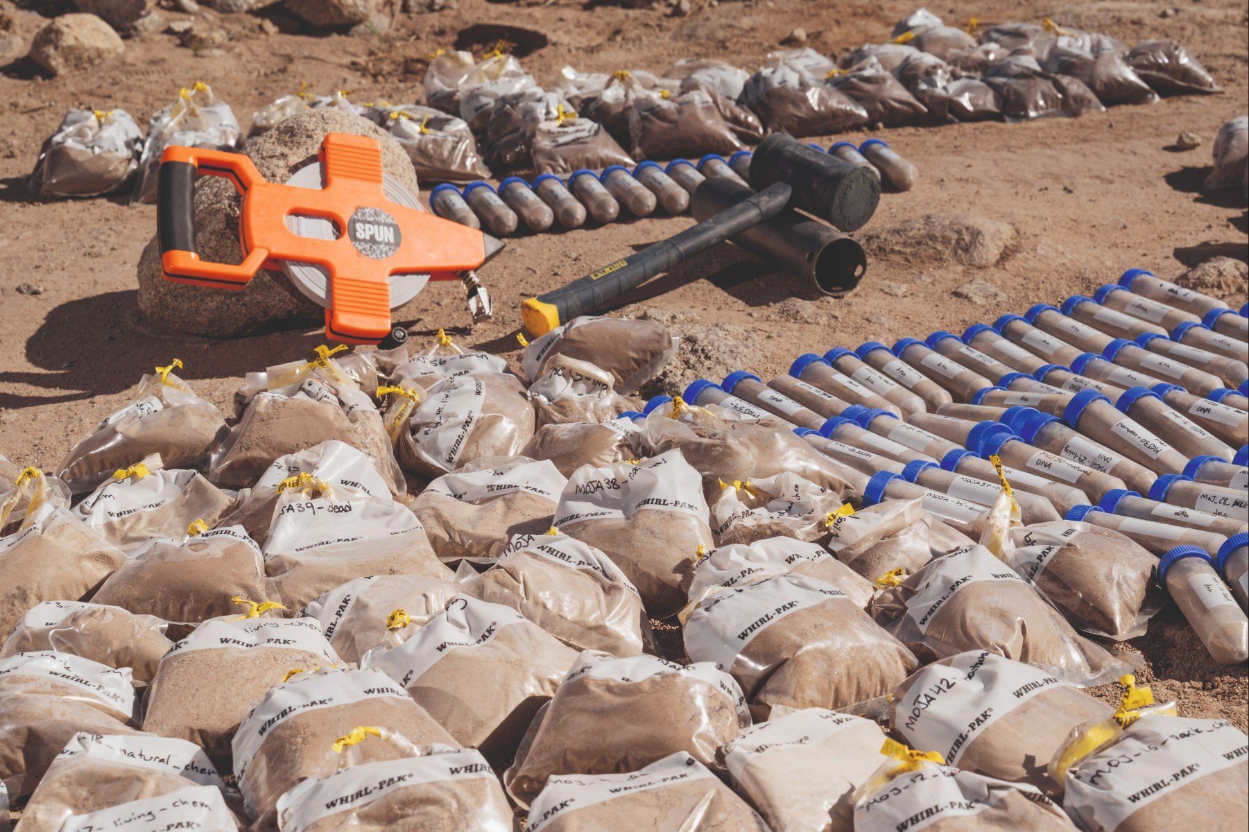 Bags of soil on the ground