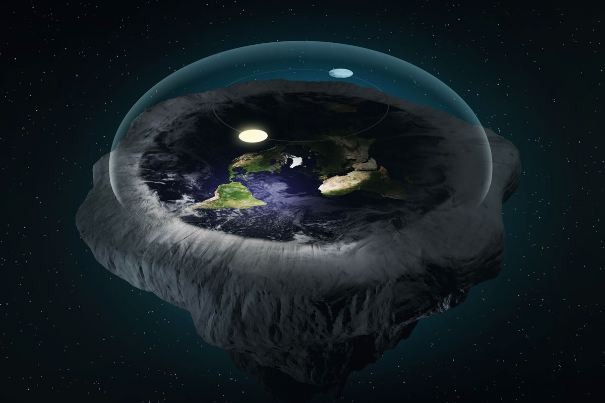 Illustration of Flat earth theory.
