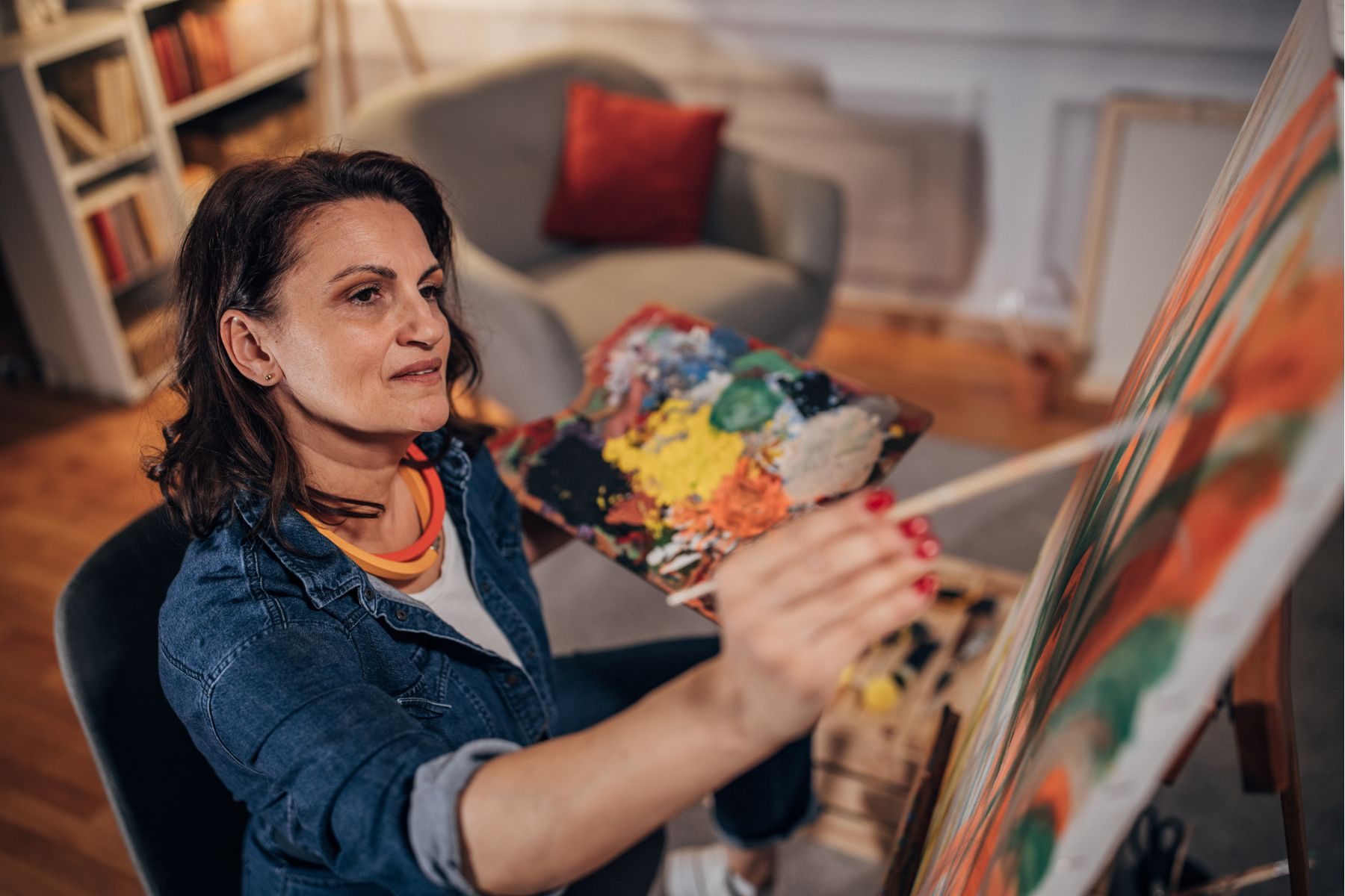 A woman paints