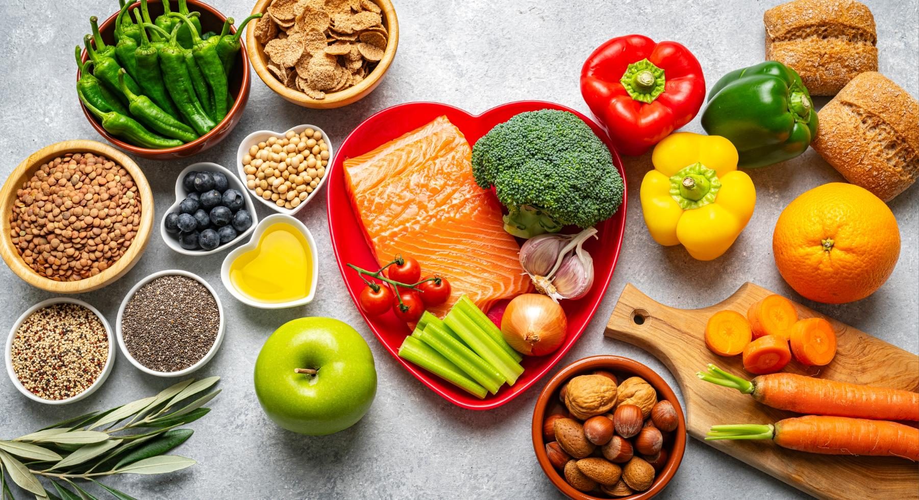 Array of healthy food