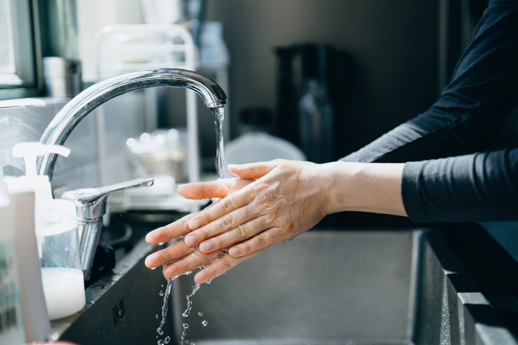 Person washing hands