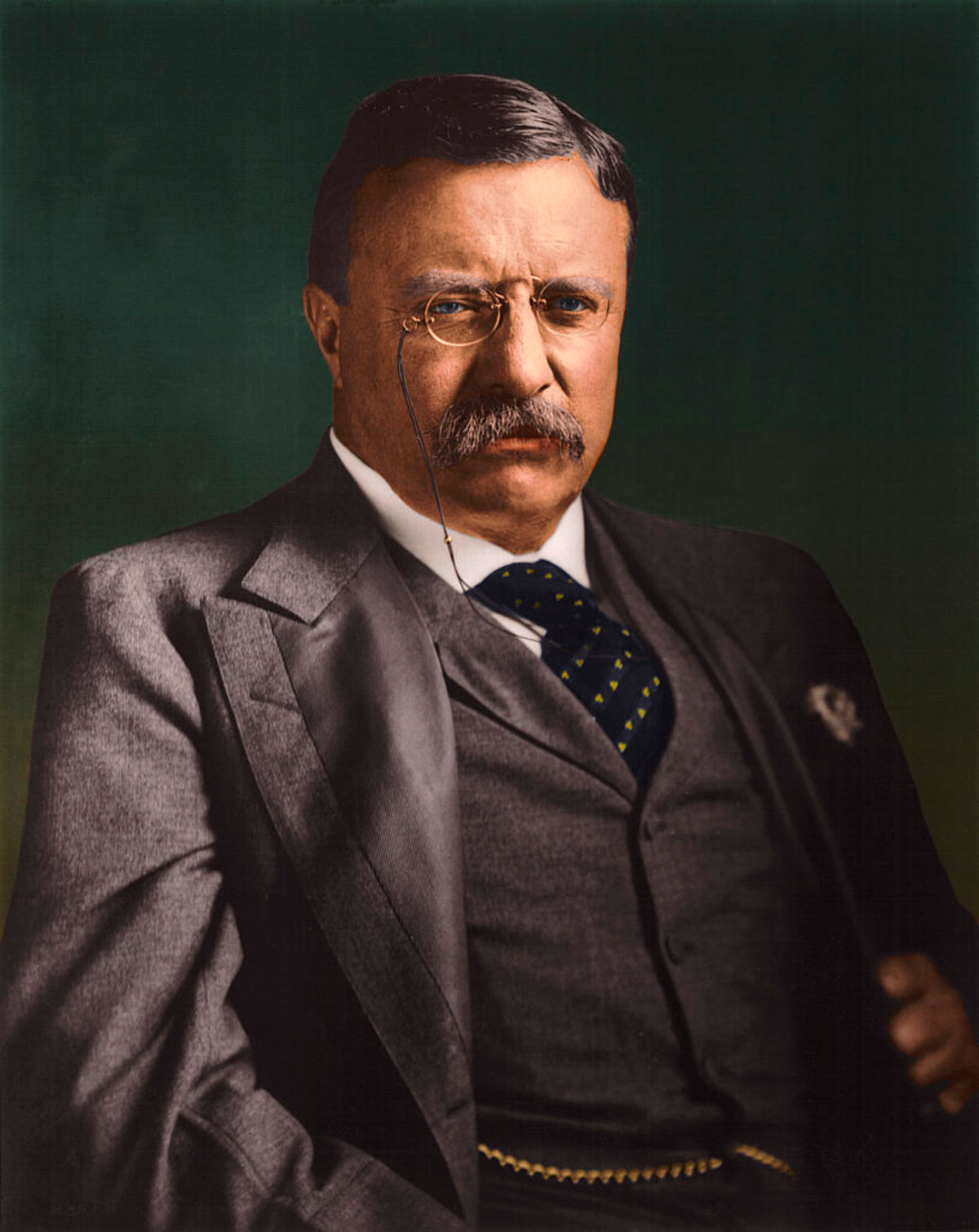 Portrait of American President Theodore Roosevelt.