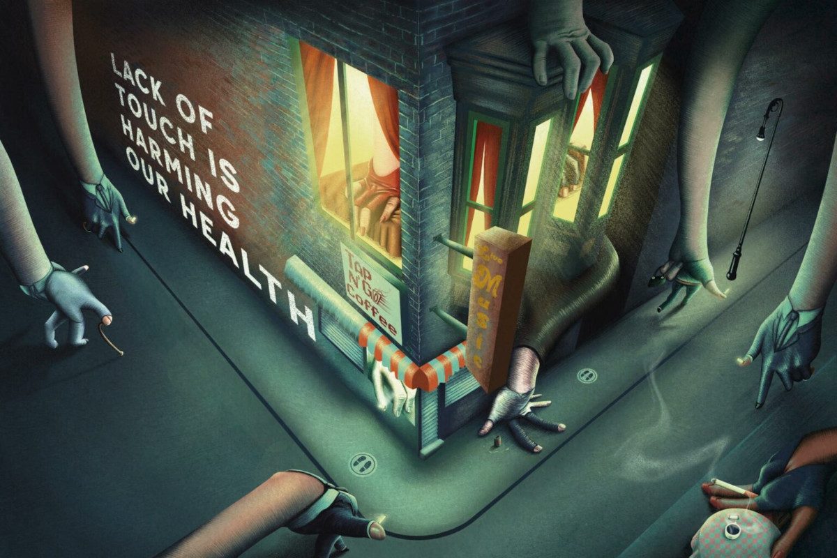 Hands as people in a dark alley, smoking cigarettes