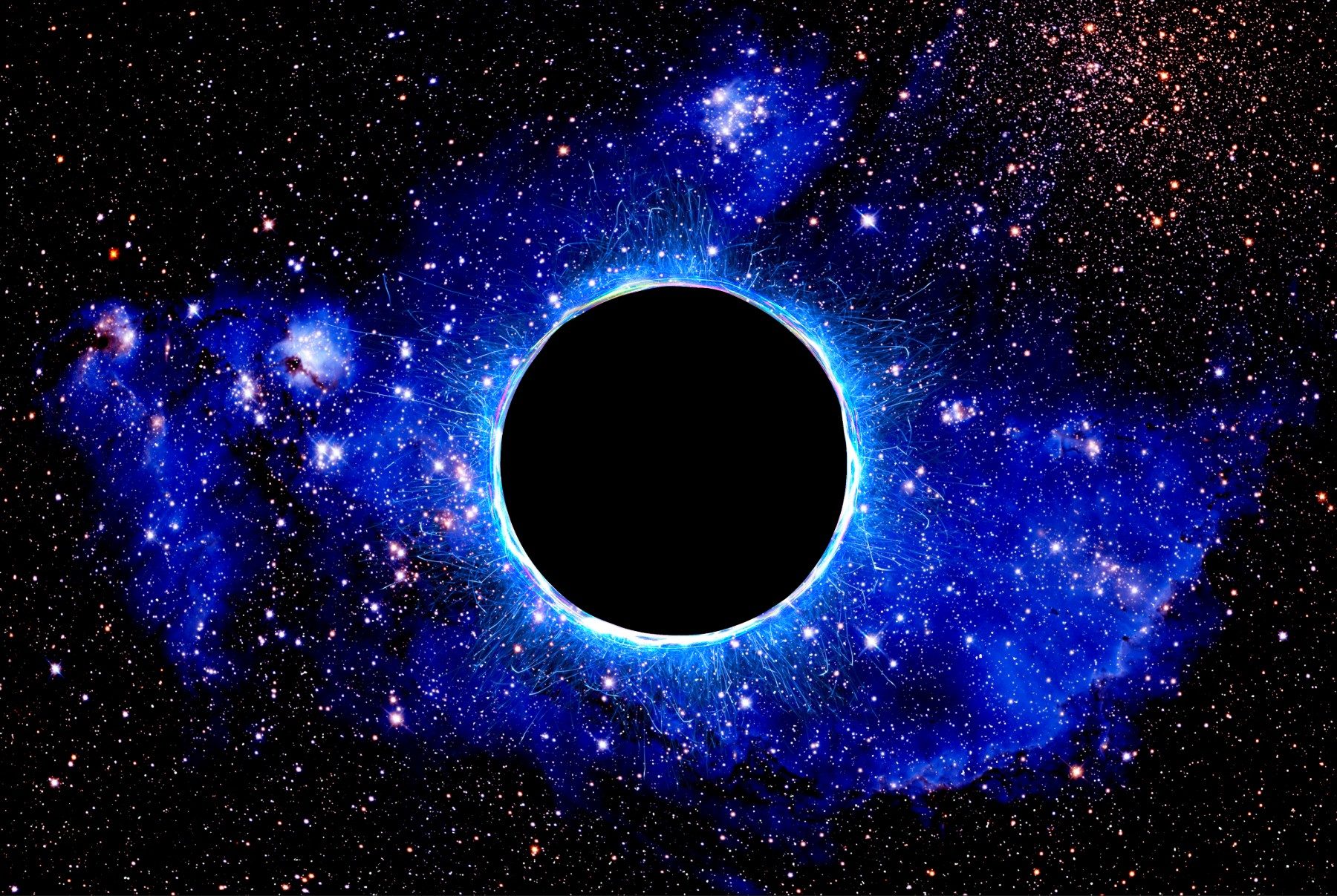 Illustration of black hole in space.