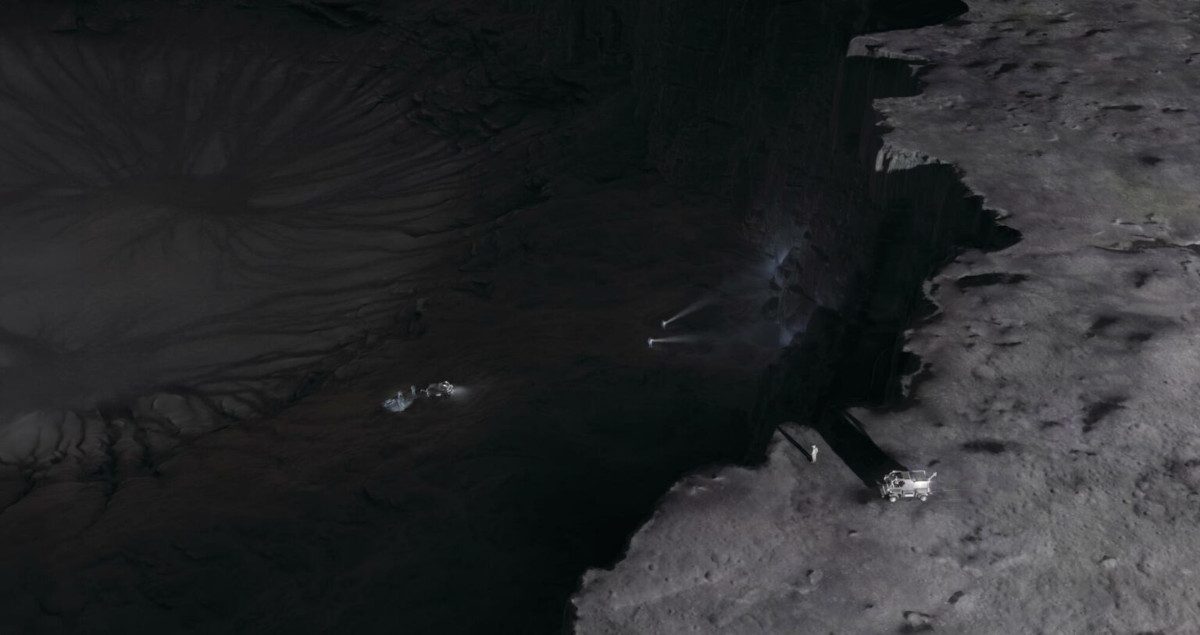 Illustration of a 'crater of eternal darkness' on the Moon