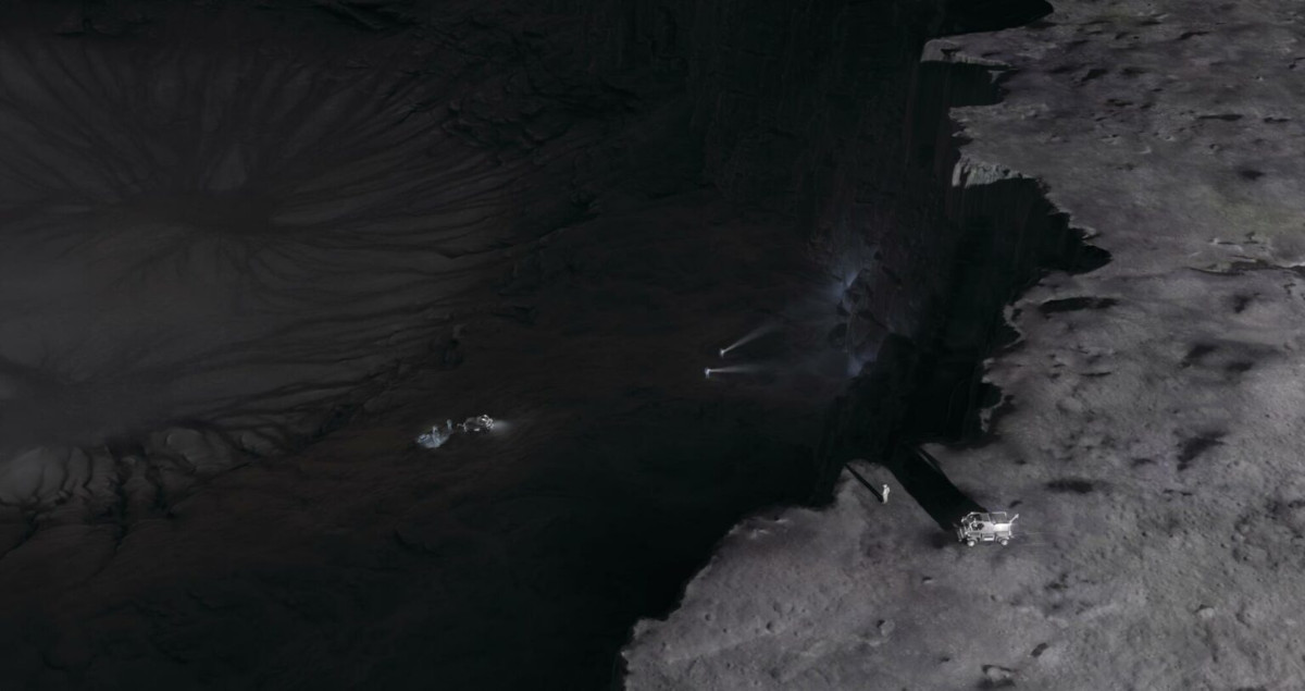 Illustration of a 'crater of eternal darkness' on the Moon