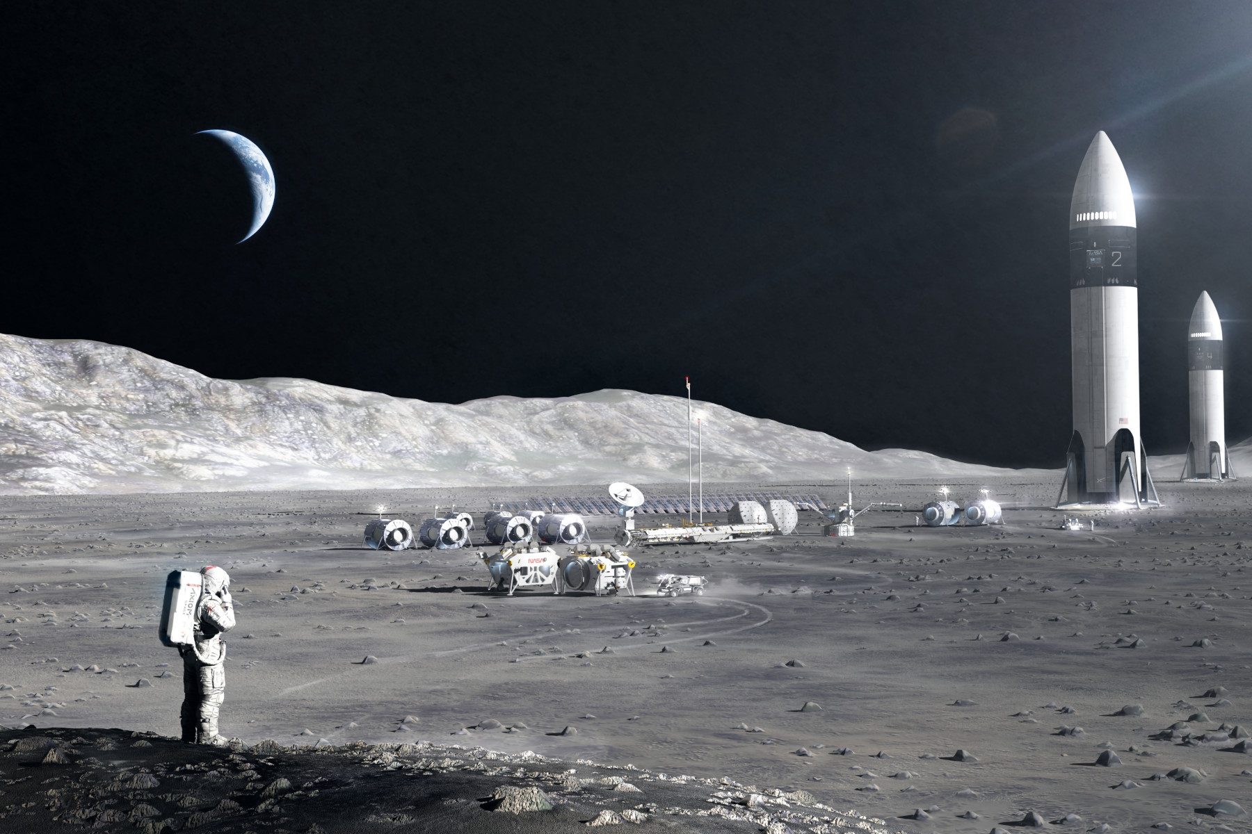 Illustration of bases on the Moon
