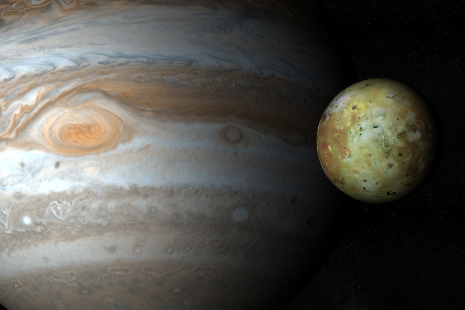 jupiter-moon-iO Illustration of Io orbiting Jupiter © Getty