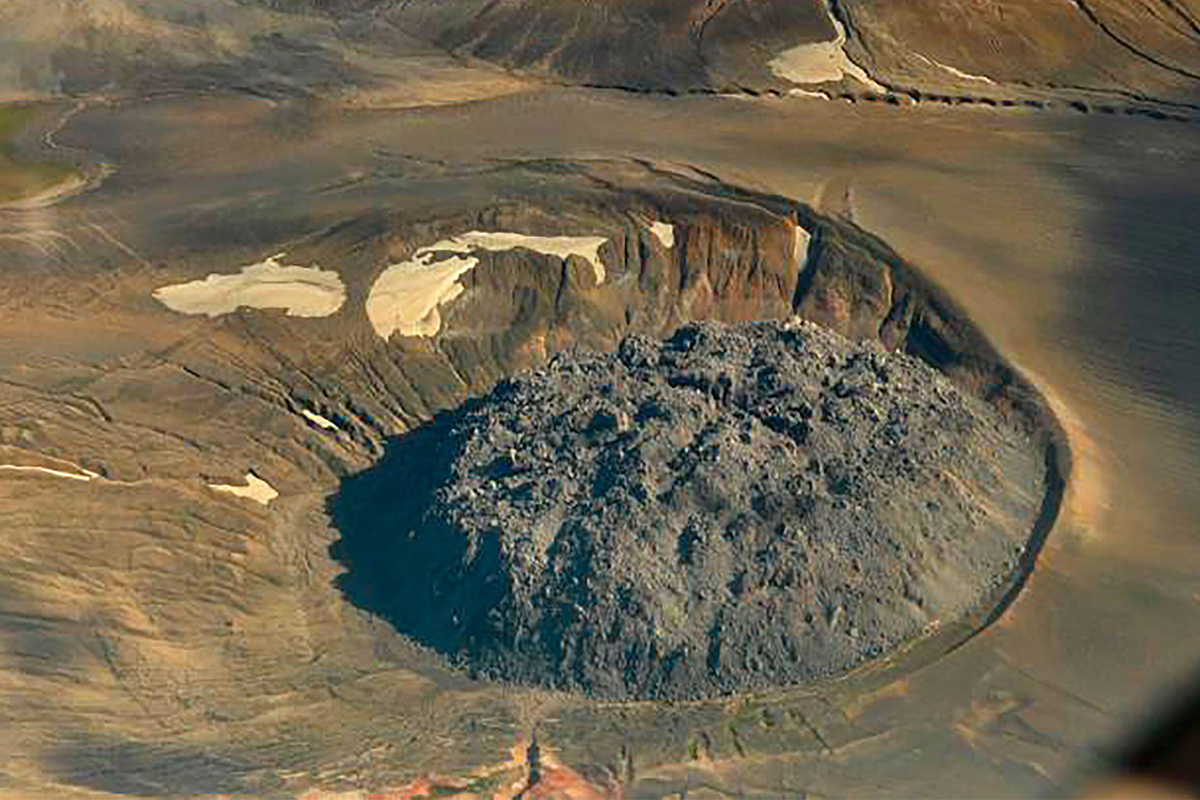 Dome-shaped volcanic crater.