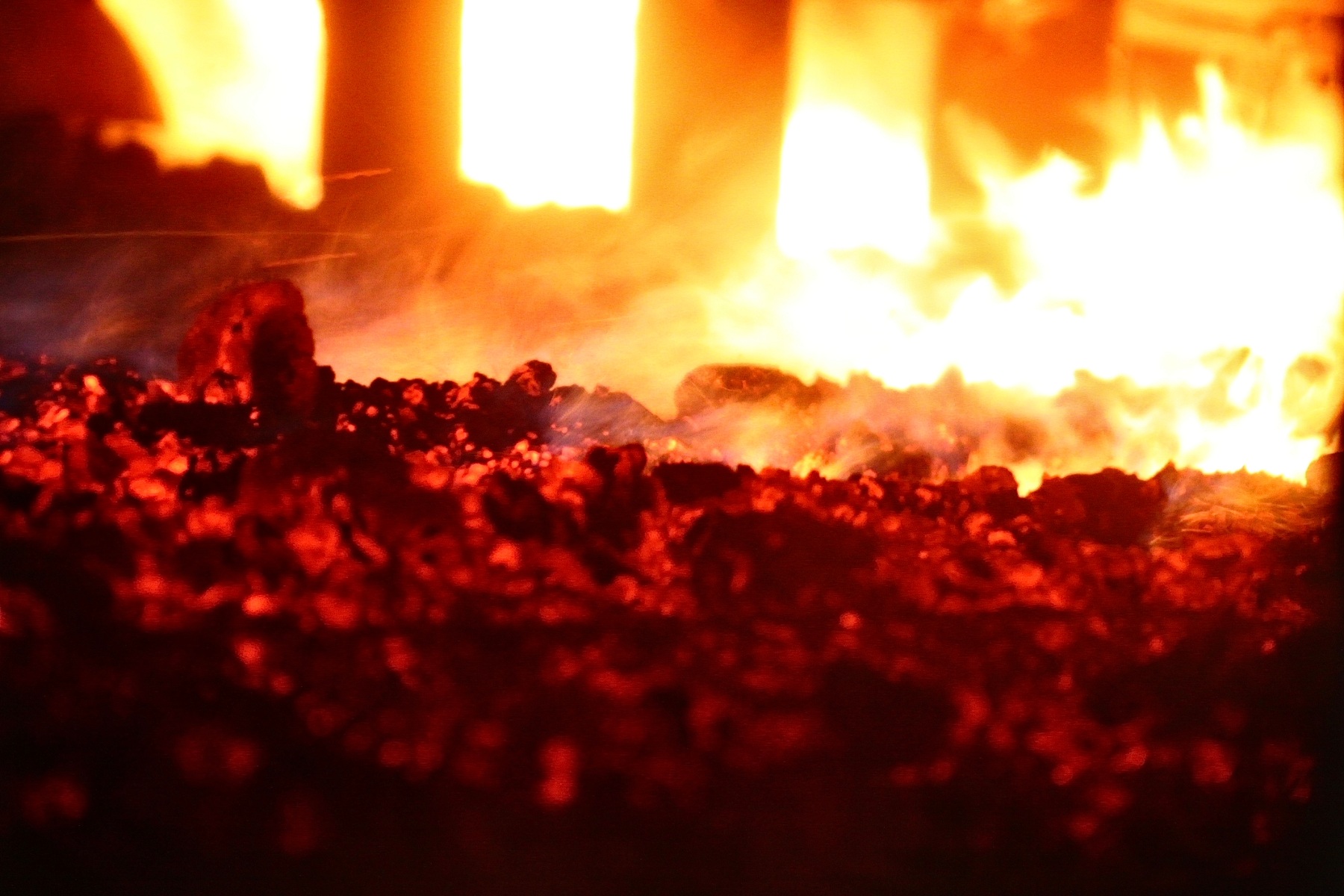 flames inside a furnace