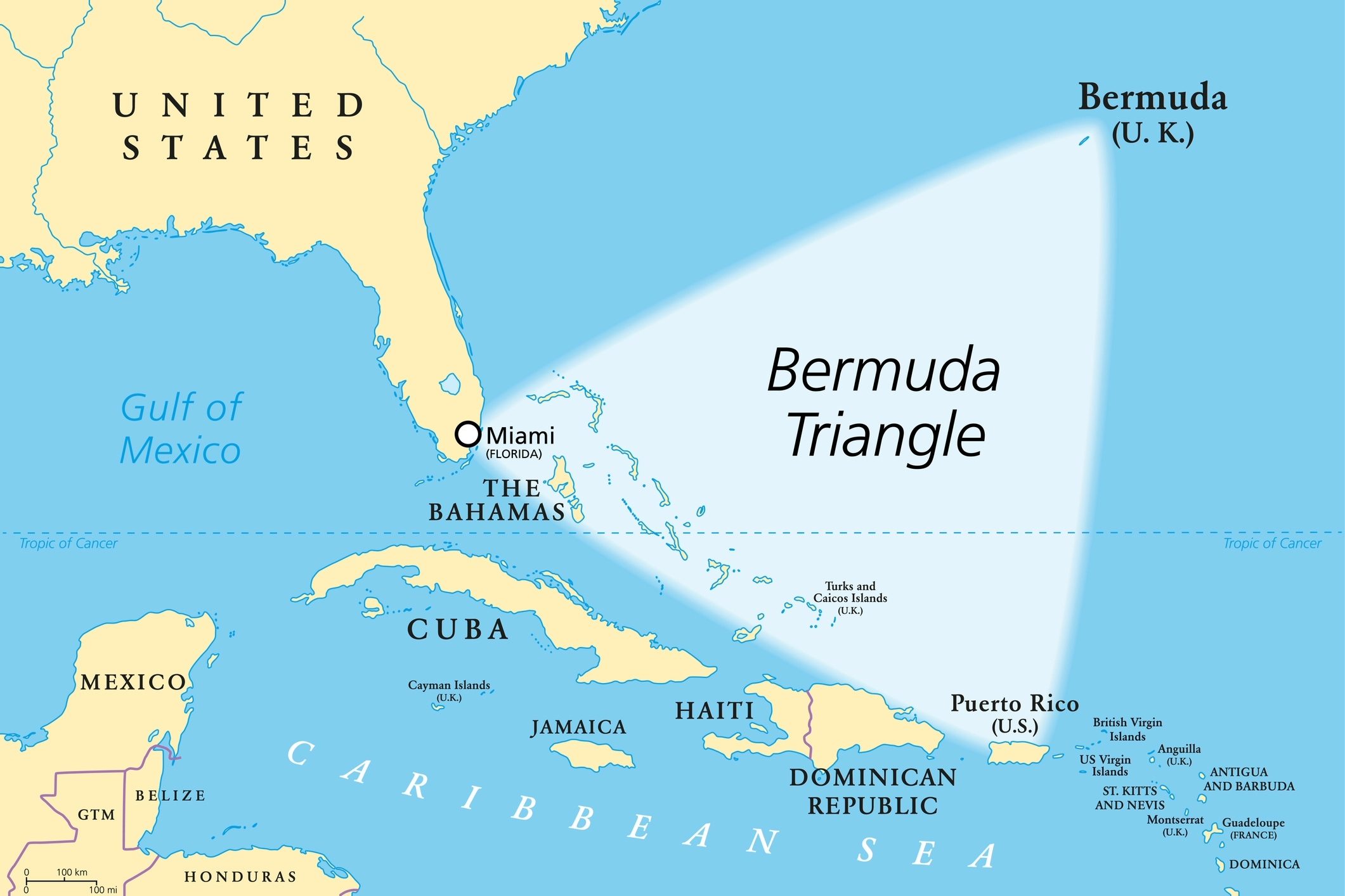 Map of the Bermuda triangle